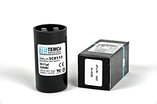 TEMCO 59-71 UF/MFD 220 VAC VALTS KONPACITOR RUND Start 50/60 Hz AC ELEKTRIČNO -LOT -1