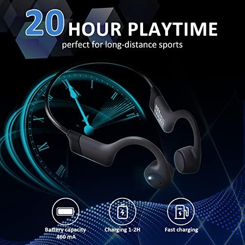 Rakklor Slušalice za provođenje kostiju - Bluetooth slušalice s otvorenim ušima s mikrofonom, 20hr Playtime Vodootporne slušalice