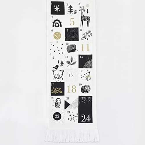Adventski kalendar, prijatelji za odmor-24 džepna odbrojavanja do Božića na platnu od organskog pamuka, blagdanski ukras